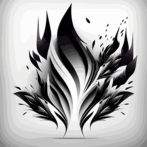 tethers made of black stylized flames, black an white, vector art