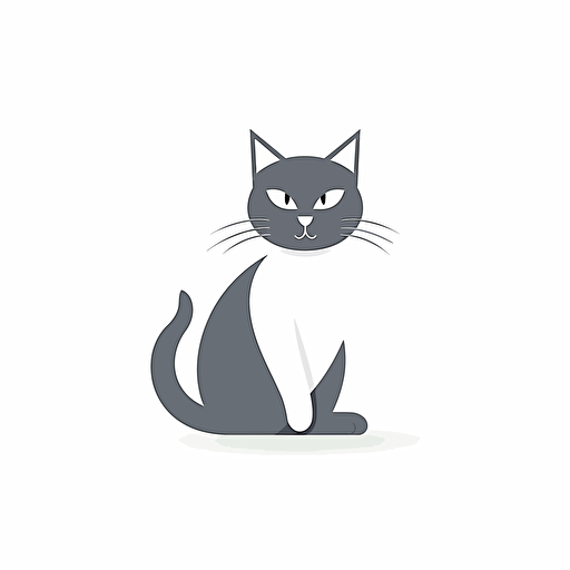 Cat, simple minimalist vectorized logo, cute, Flat style. white background