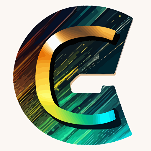 logo C, connection, minimalist, gradient blue to green, vector sticker, cybernetic letter c, flat colors, golden black white, white background, the C programming language, futuristic logo, minimalistic, paper cutout, shiny cyber security inspired, hdr, realism