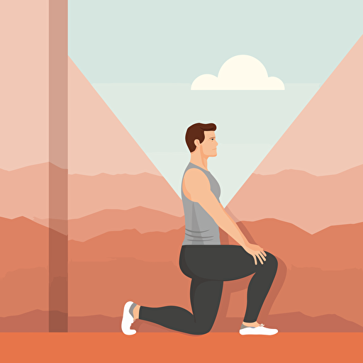 wall sit exercise, vector art, stylized,