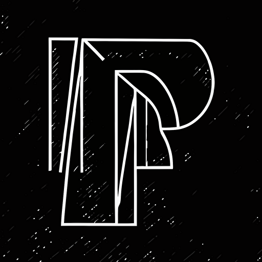 a flat vector logo, of a merged letter T and a letter N, line, 1980s style, on black, flat, vector by Pablo Picasso