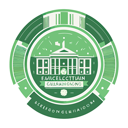 flat logo of educational center in white-green colors, white background, vector style