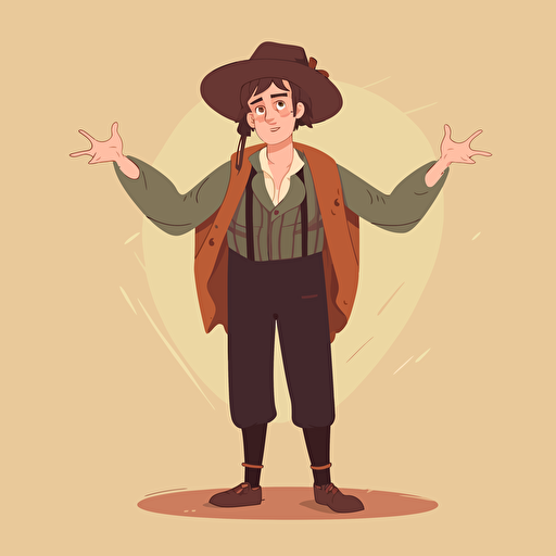 flat vector illustration of a stupid teenage mediavel peasant shrugging