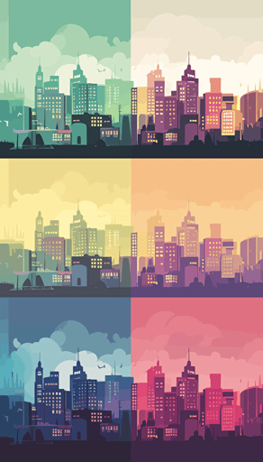 cityscape flat vector, colorful