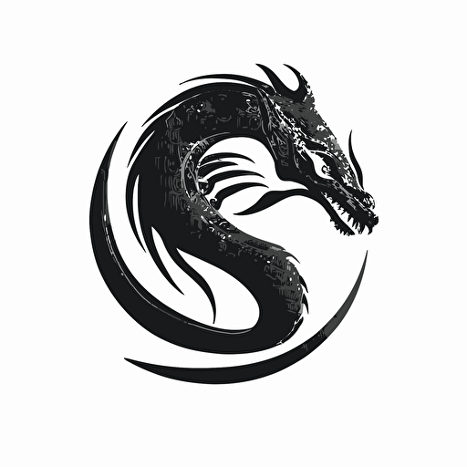 Minimalist iconic logo of sea serpent vector, on white background