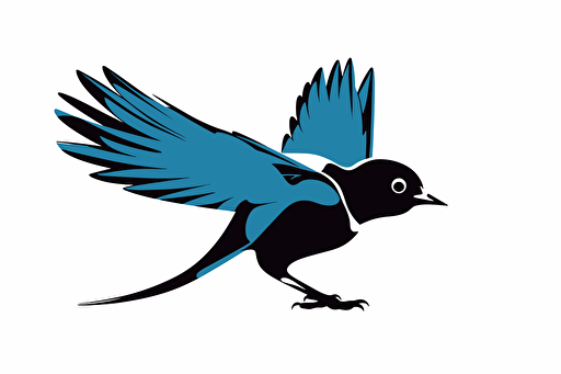 a swift bird carries a camera with its feet, vector logo, minimalist, simple, two color, blue, white, black