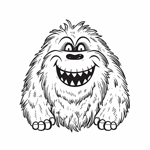 smiling Yeti, black line , vector, dxf