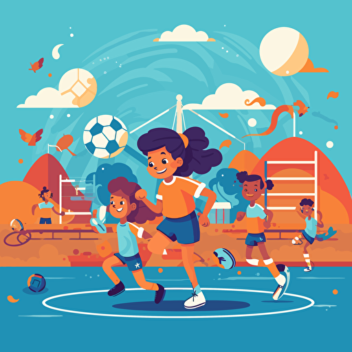 kids playing sport in stadium vector