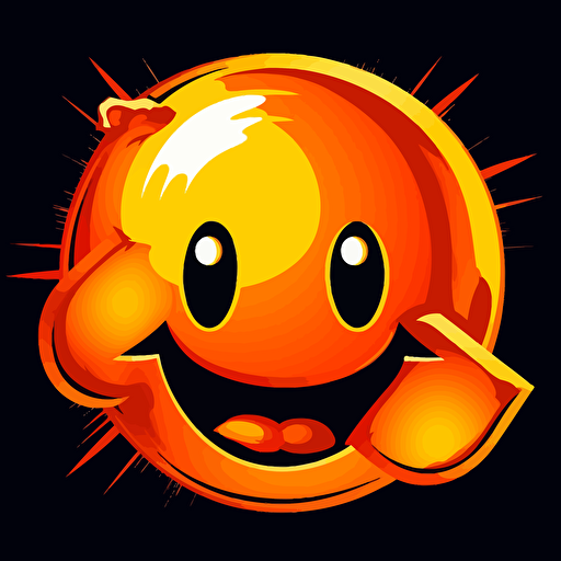 orange atomic gummy ,logo vector ,style 1980's colors,