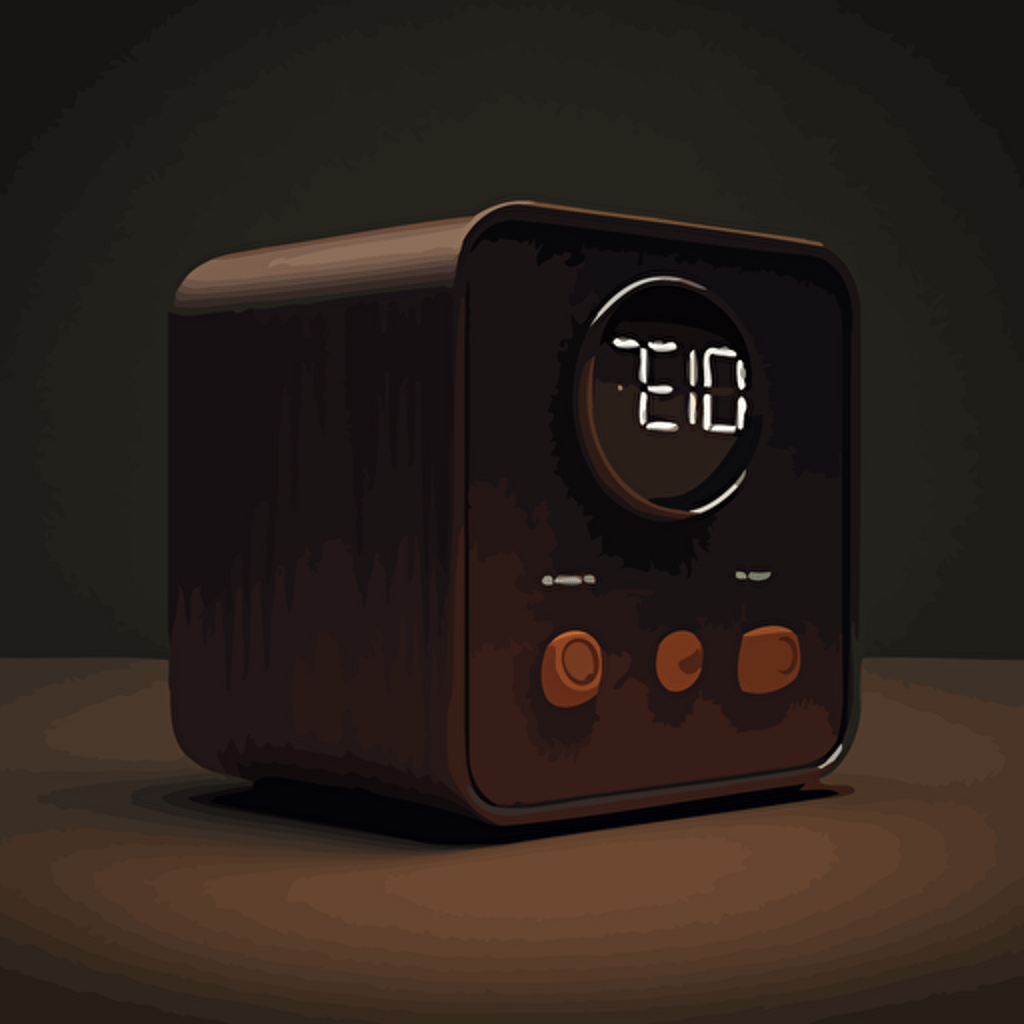 a nightstand with a small digital alarm clock. Modern. Moody. Vector