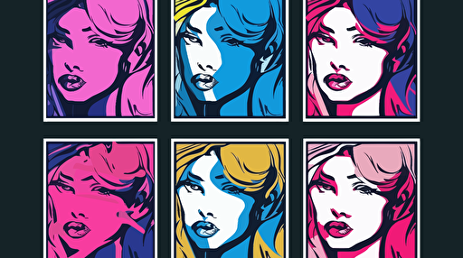 pop art sticker with white outline, visualizing Age of majority, manga style, vector, minimalist, dark pink, dark blue, black and unsaturated beige, pink, violet, high detail, high resolution, perfect style, for print,