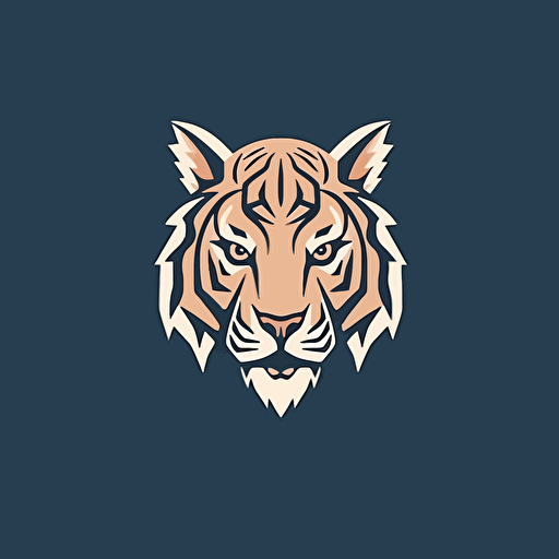 minimal line logo of a tiger head, vector