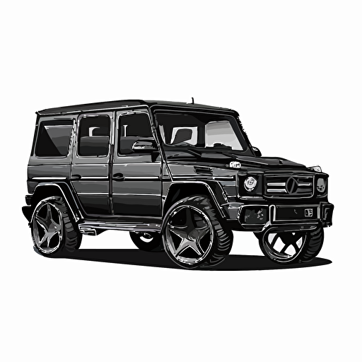 black mercedes g wagon vector illustration, gta style, isolated on white background, hd