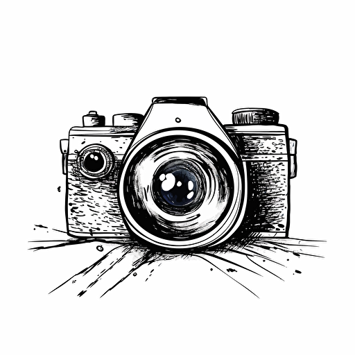 art, white background, vector lineart in minimalist style, eye with an camera aperture in lieu of iris.