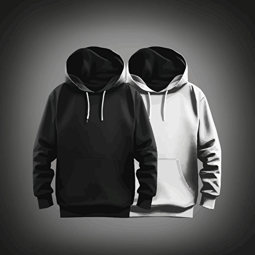 hoodie mockup design vector black and white