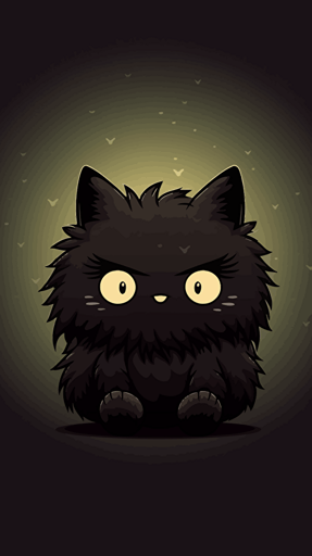 vector illustration, Black kawaii cute shadow monster, in the style of pusheen