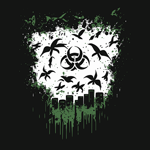 biohazard symbols raining down from the sky vector logo style