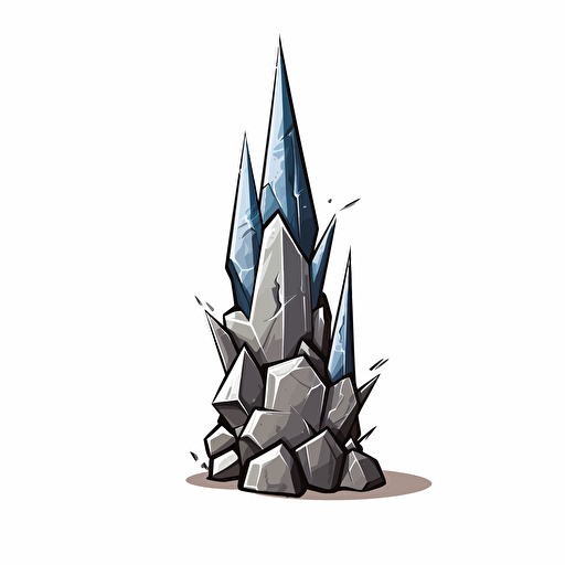 stone spike, 2d, rock spike, vector art, simple colors, on white background