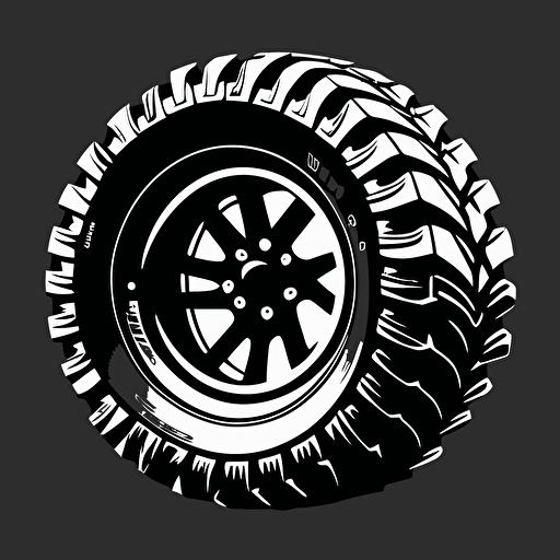 simple off road tire and wheel that can be used in a logo, vector style,