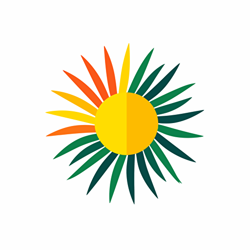a sun logo minimalistic inside Brazil flag design rounded geometric circled vector, white bg,
