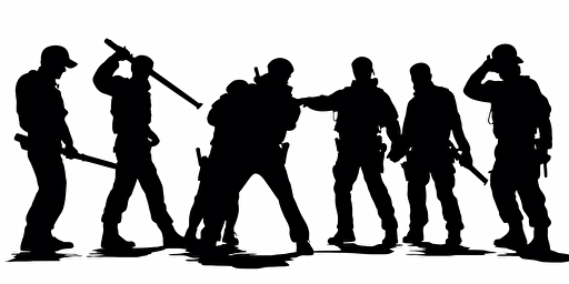 police brutality, silhouette, clipped on white background, vector