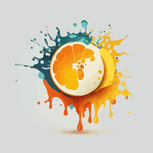 Circle logo, clean logo, waterfall, explosion of orange, explosion of lemon, explosion of grapefruit ,4h, hd, vectoriel, ultra minimalist