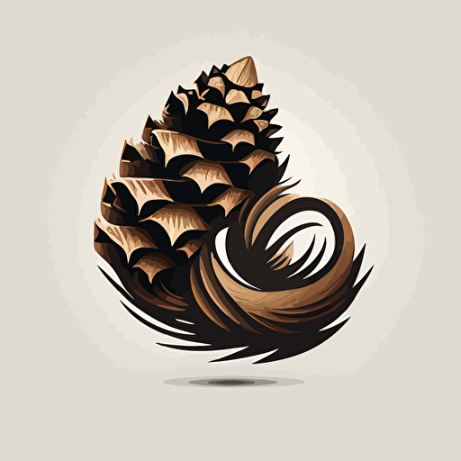 create a minimilist vector logo that looks like and ampersand using a pine cone