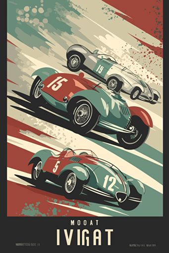 1950's racing event, minimalistic vector art,