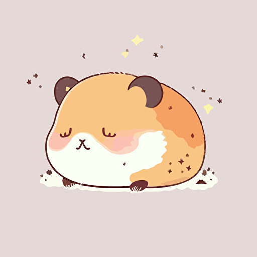 cute sleepy hamster kawaii style, vector, simple, high quality