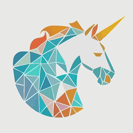 simple abstract icon,minimal,modern, digital, with unicorn, mandala color,white background,Vector,