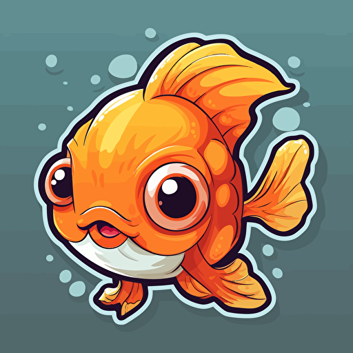 sticker design, super cute pixar style goldfish, vector