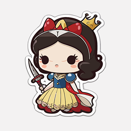 Vector file sticker design of Princess Snowwhite chibi style, transparent background