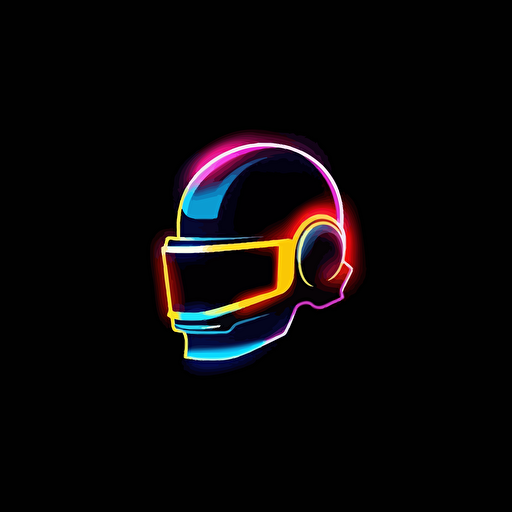 minimalist logo design, neon, powerful, robotic helmet, daft punk, vector, cloud