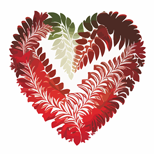 a puakenikeni lei design in vector art form, in the shape of heart