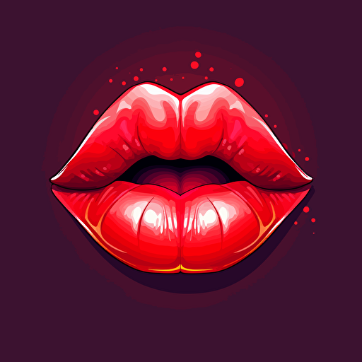 kissing lips, sexy cute lips, vector art, 2d game art, red lips