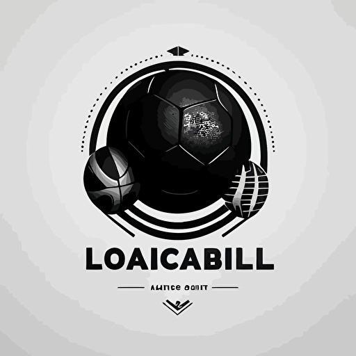 [style] iconic logo of a football, basketball and soccer program in black vector with white backround