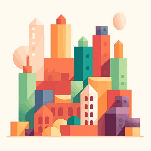 Flat design vector illustration of building blocks, flat colors, simple abstract shapes, clean