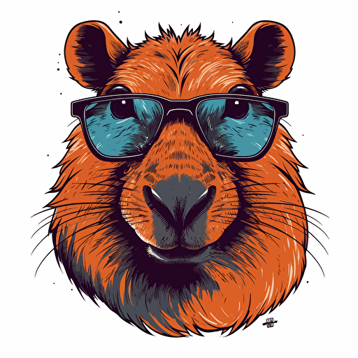 capybara with glasses vector png format