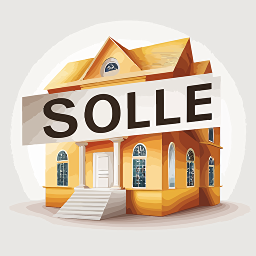 soft illustration, vector image, real estate SOLD sign, white background