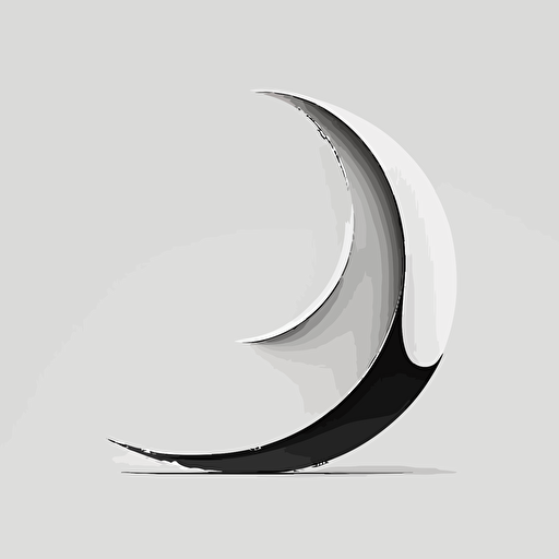 half moon logo, digital art, clean, minimalist, abstract mark, vector logo, white background