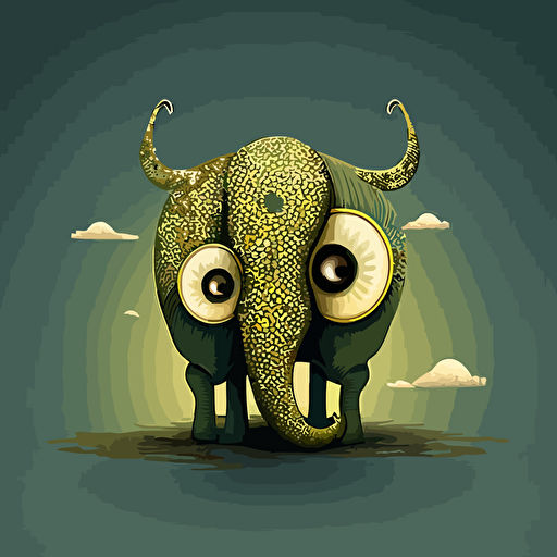 elefant with 3 eyes, naive style, surreal, vector art, illustration