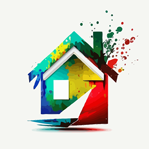 symbolic, iconic logo of A letter and a House , colorful vector, on white background