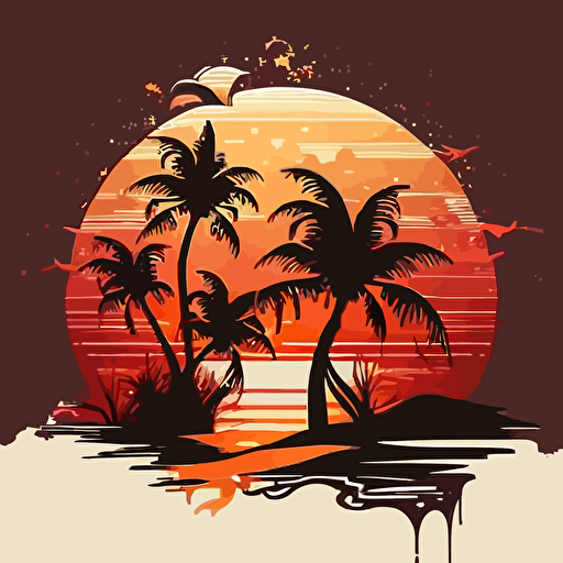 palms, beach, vector,