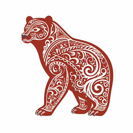 shape of bear filled by khokhloma vector simple