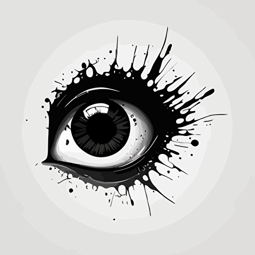 flat vector logo design of an eye that looks like a black hole black and white