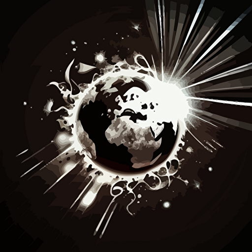 Design, laser beam, spark, earth and moon, white background, insanely detailed Vector illustration, style by Illumination