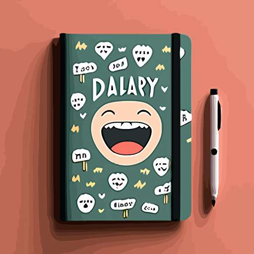 a diary cover in vector format, where you can write down your emotions and feel happy.