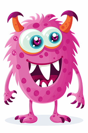 A playful vector illustration of a cartoon monster, featuring exaggerated features and bright colors white background