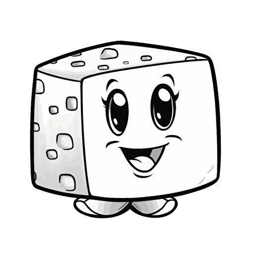 coloring page vector of a cartoon tofu smiling