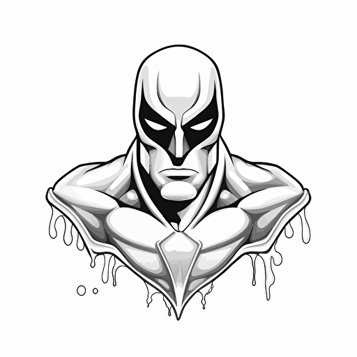 a water drop superhero bust, digital illustration, minimalism, concept art, vector draw, revenge, black and white, coloring page, outline only, powefull